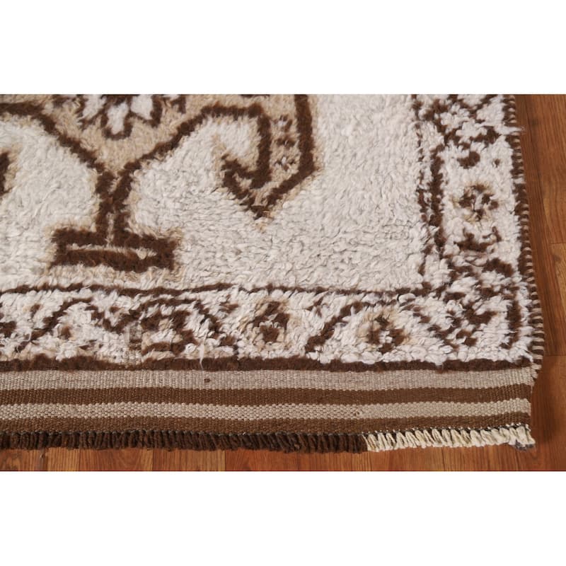 Tribal Anatolian Turkish Runner Rug Handmade Beige Wool Carpet - 3'6"x 11'9"