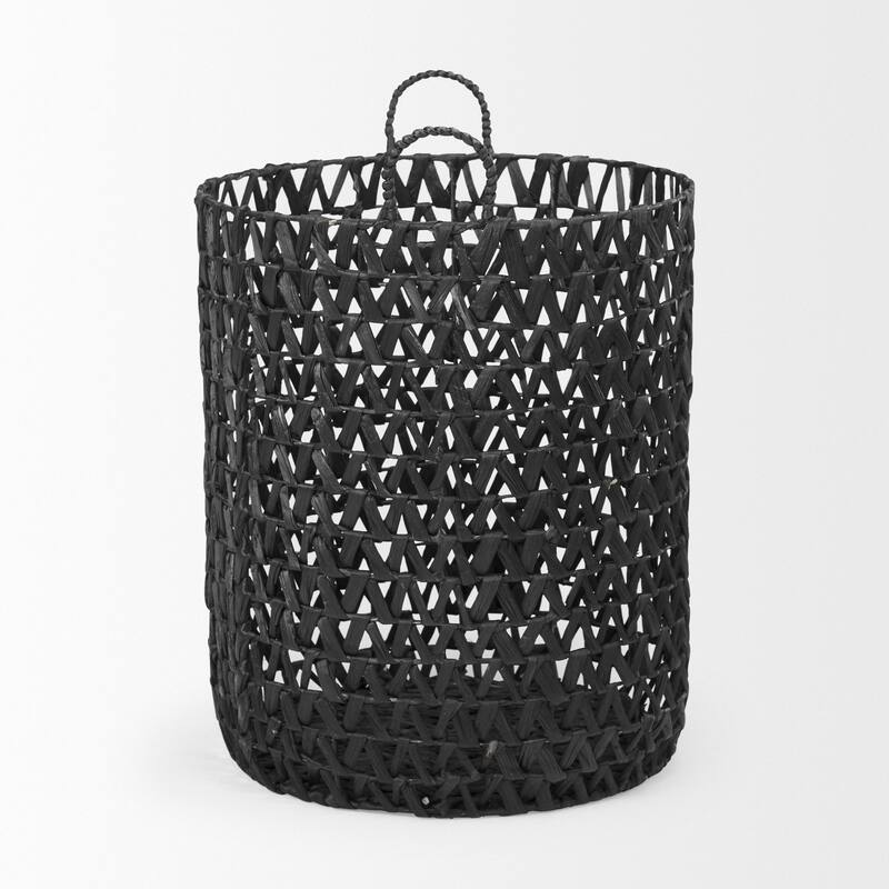 Lola Black Hyacinth Zig Zag Weave Round Baskets (Set of 3) - 19.7L x 19.7W x 23.6H