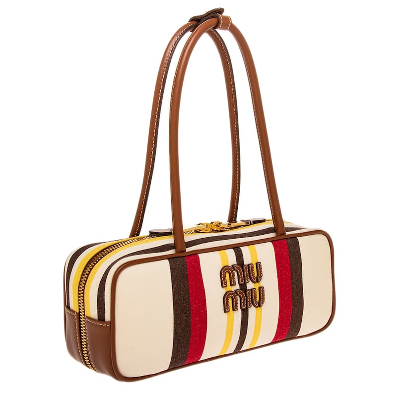 Miu Miu Beau Canvas and Leather Top Handle Bag