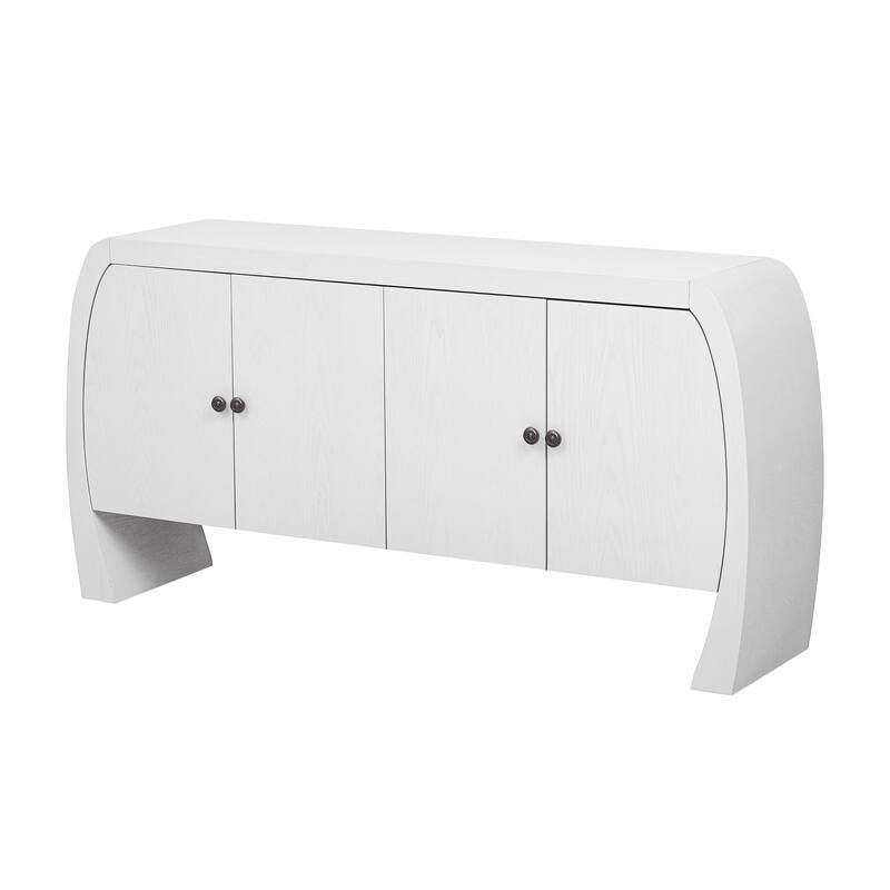 4 Door Wood Storage Cabinet, Buffet Cabinet with Adjustable Shelves, Multi-Functional Entryway Accent Table Cabinet