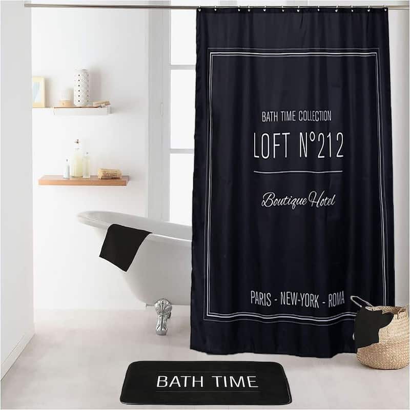 Polyester Shower Curtain - 79x71 inches - Writing Design