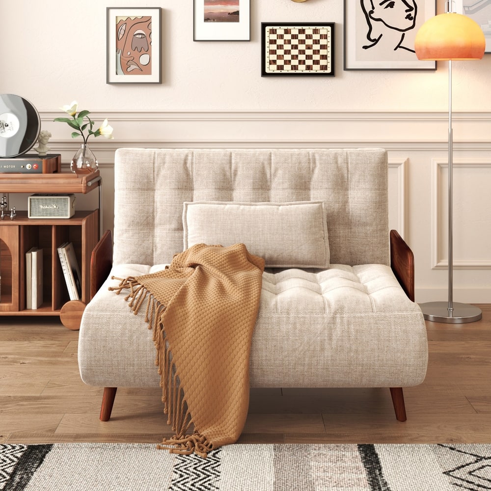 JASIWAY Modern Upholstered Sofa Bed, Beige