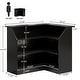 preview thumbnail 16 of 26, Black 4-Tier Bar Cabinet, L-Shaped Wood Home Bar Table