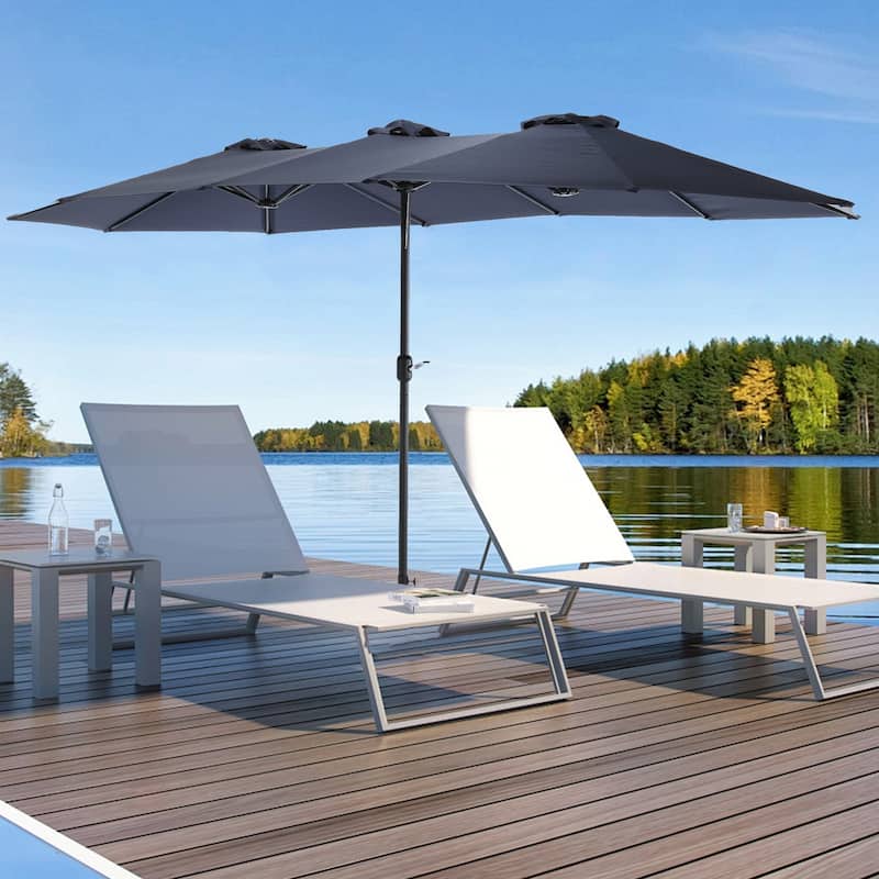 HOMEFUN 14.8 Ft Double Sided Outdoor Umbrella Rectangular Large with Crank