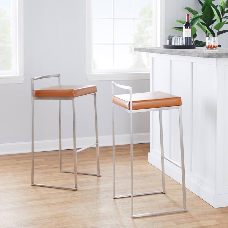 Silver Orchid Forrest Stackable Stainless Steel Bar Stool (Set of 2
