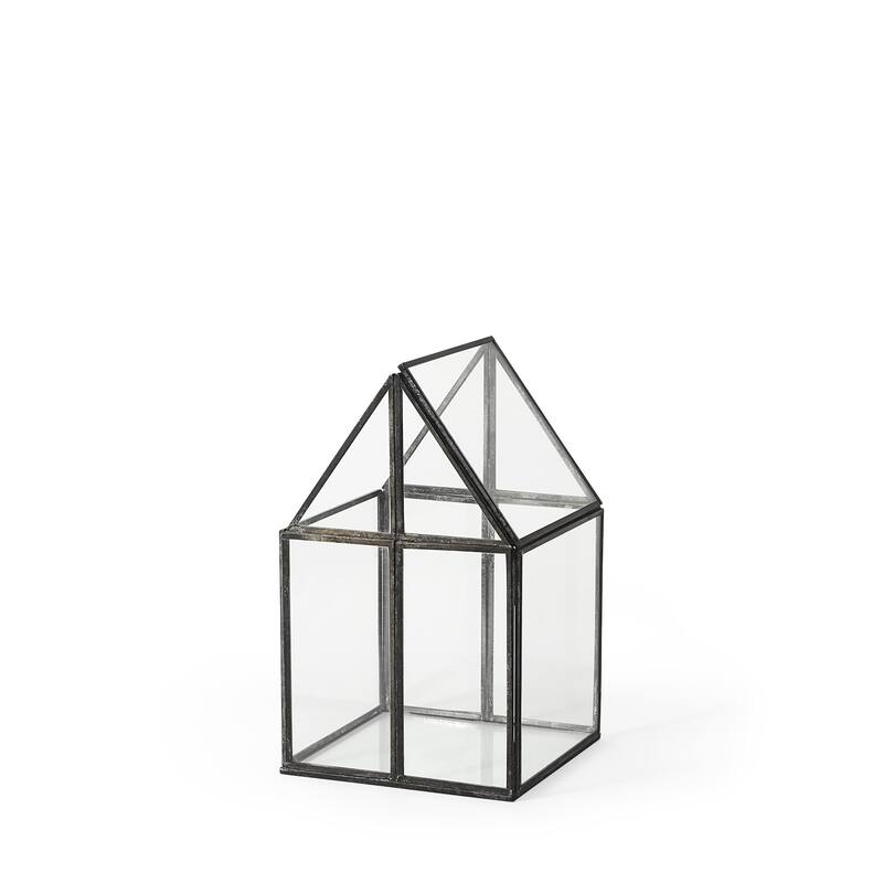 HomeRoots Clear Glass and Metal Terrarium Box