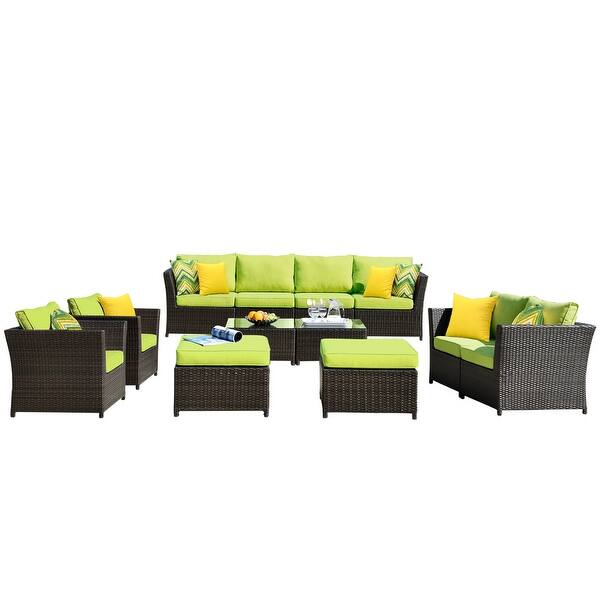 Shop Black Friday Deals On Ovios Patio Furniture 12 Piece Rattan Wicker Outdoor Sectional Set Overstock 29186994
