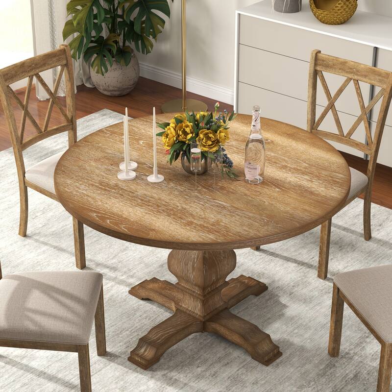 Roundhill Furniture Havre 5-Piece Pedestal Round Dining Set