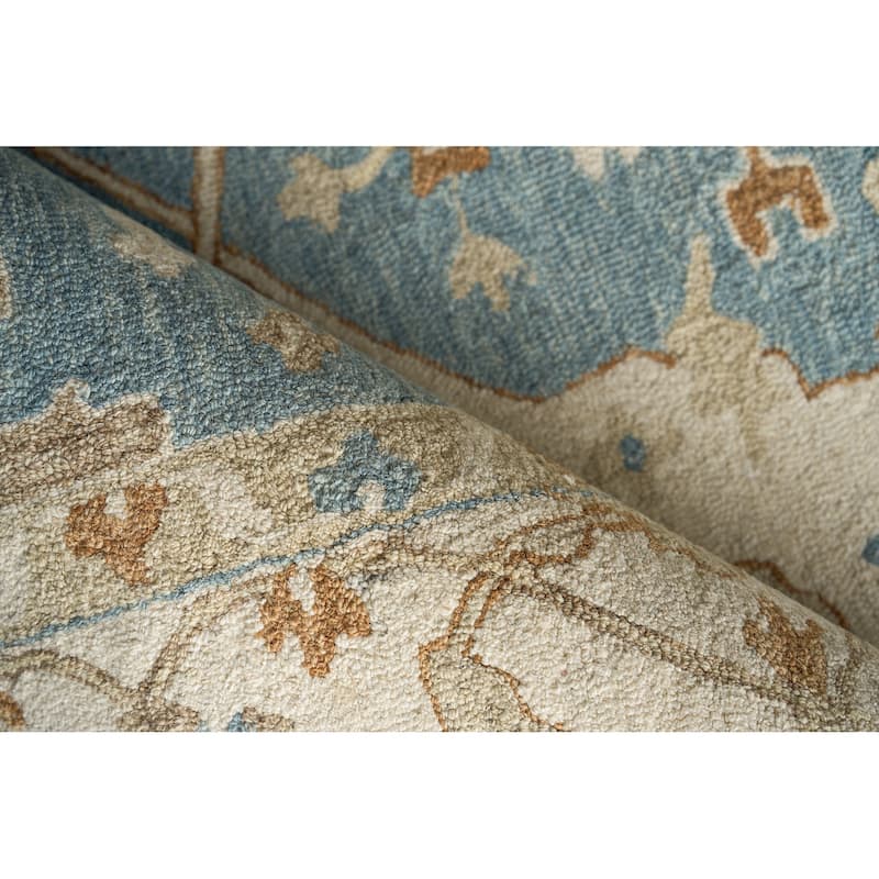 Exquisite Rugs Claremont Oushak Handmade Hand-tufted New Zealand Wool on Canvas Ivory/Light Blue Area Rug