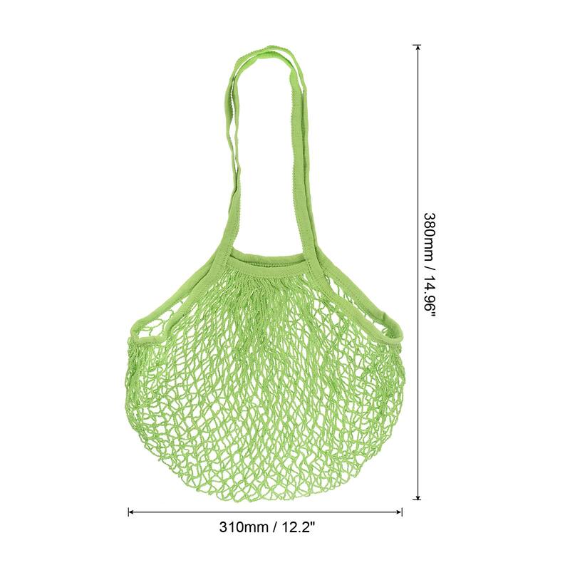 Cotton Mesh Bag, 14.96x12.2" Long Handle Mesh Net String Grocery Bags