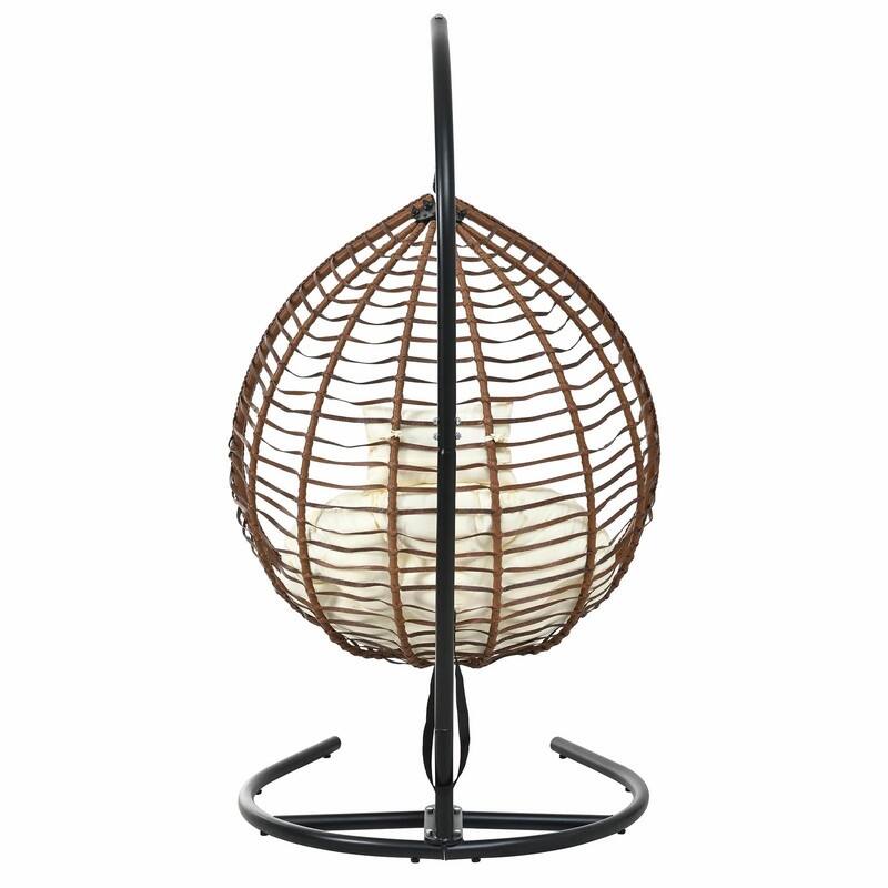 Indoor Outdoor Hanging Hammock Chair with Stand, Foldable Rattan Egg Swing Chair with Cushion & Headrest