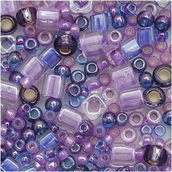 Toho Multi-Shape Glass Beads 'Kawaii' Purple/Blue Color Mix 8 Gram Tube