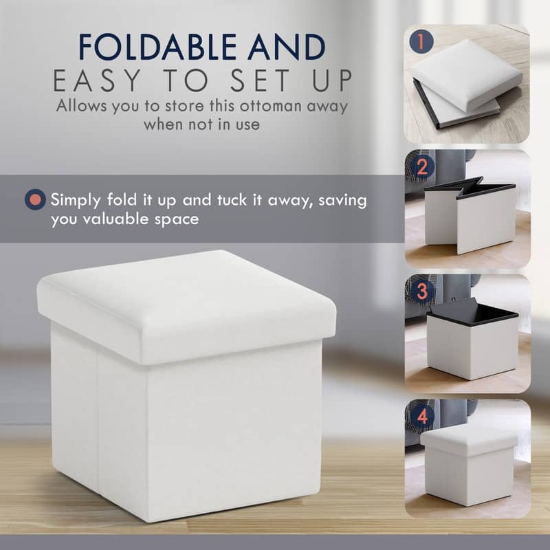 2 Pack Small Foldable Square Storage Ottoman Cube
