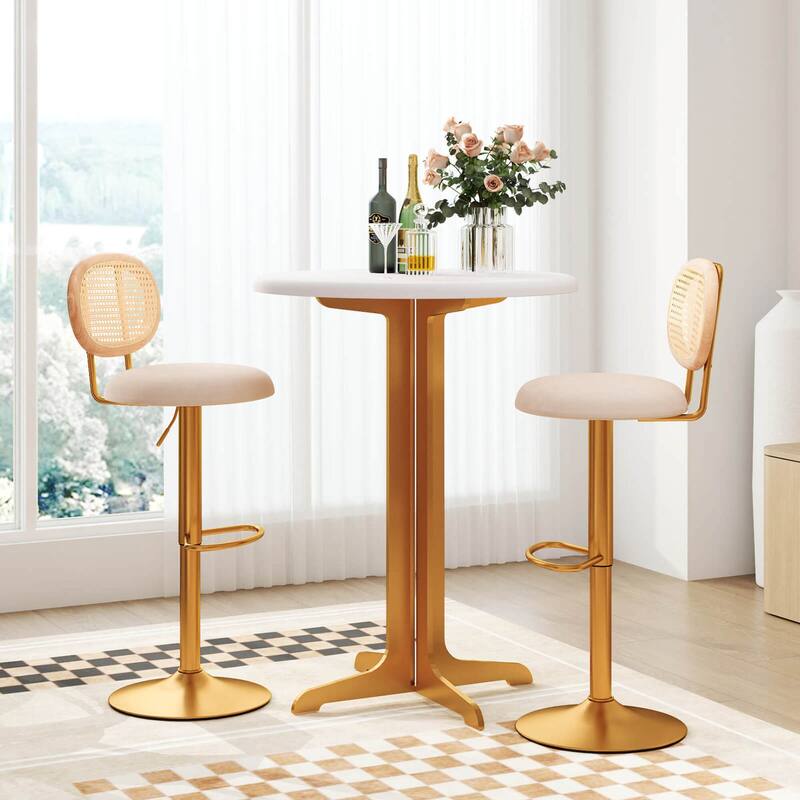 Costway Height-adjustable Bar Stool Set of 2 Swivel Bar Chairs with PE - See Details