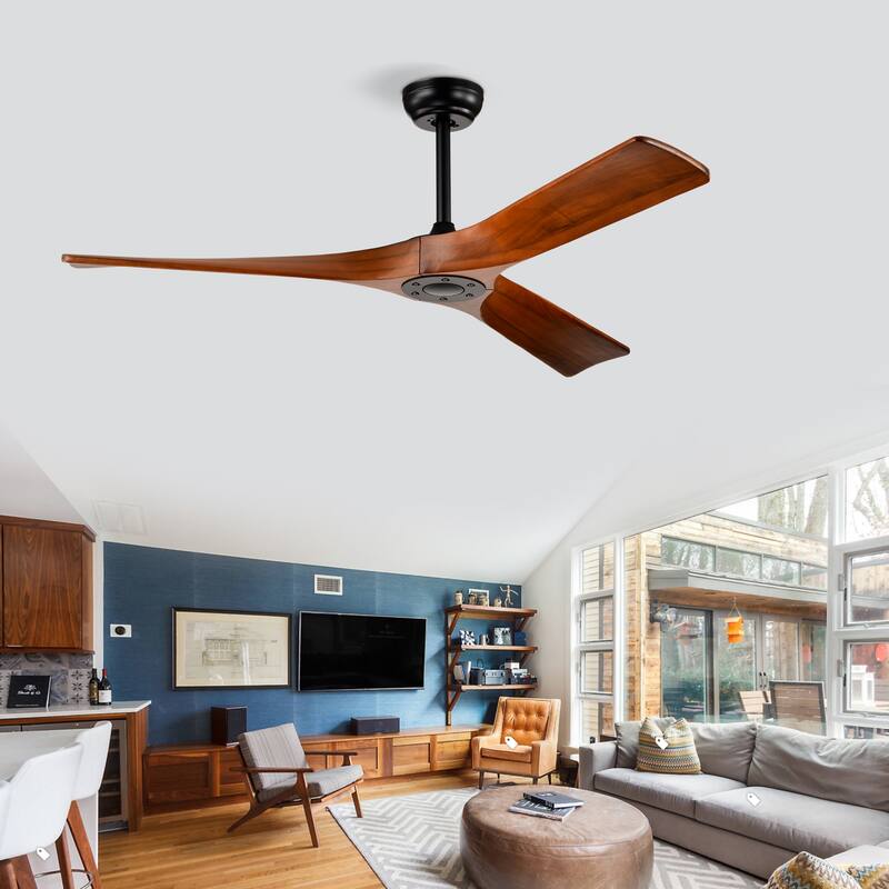 52" Ceiling Fan with Remote Control No Lights,Modern Reversible DC Motor Indoor 3 Blades Ceiling Fans