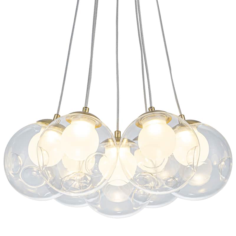 Modern Textured Glass Globe Pendant Light Frosted Shade Dining Room