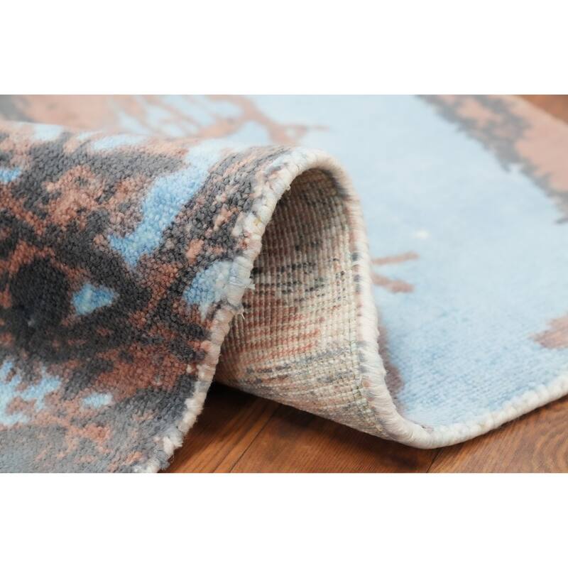 Hand Knotted Oriental Viscose Silk Carpet Modern Abstract Multi-Colored Abstract Area Rug - 4' 0'' X 2' 0''