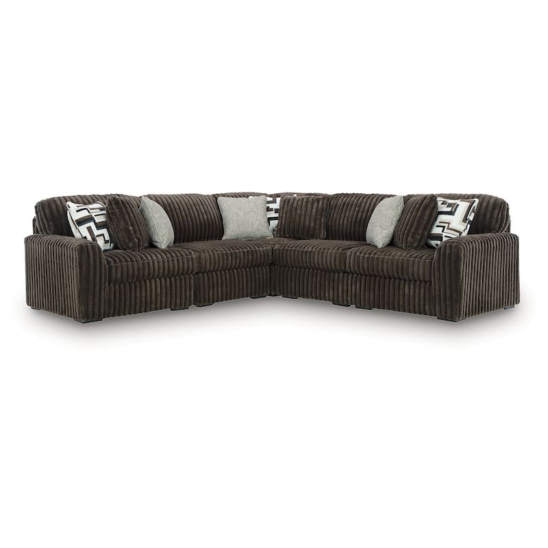 Signature Design by Ashley Midnight-Madness Dark Brown 5-Piece Sectional - 122" W x 122" D x 40" H