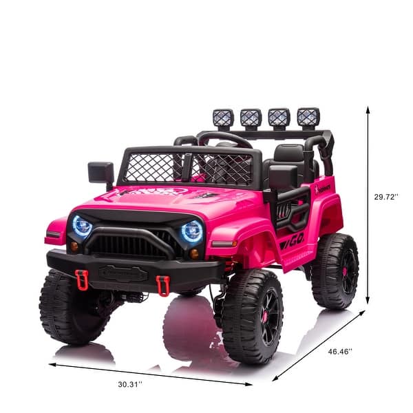 dimension image slide 0 of 5, 2-Seater 24V Ride-On Truck with Powerful 4WD Motors, LED Lights, MP3 Player, Battery Powered Electric Car