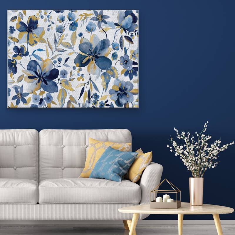 Golden Indigo Garden by Galaxy of Graphics Canvas Art Print