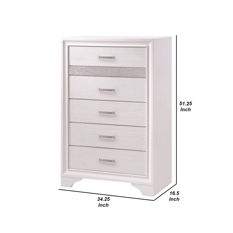 Wooden Drawer Chest with Hidden Jewelry Tray, White