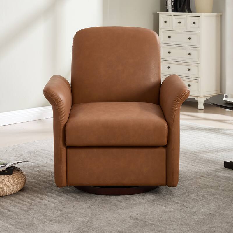 Swivel Accent Chair Modern Barrel Armchair with Wood Base for Bedroom Reading Waiting Living Room