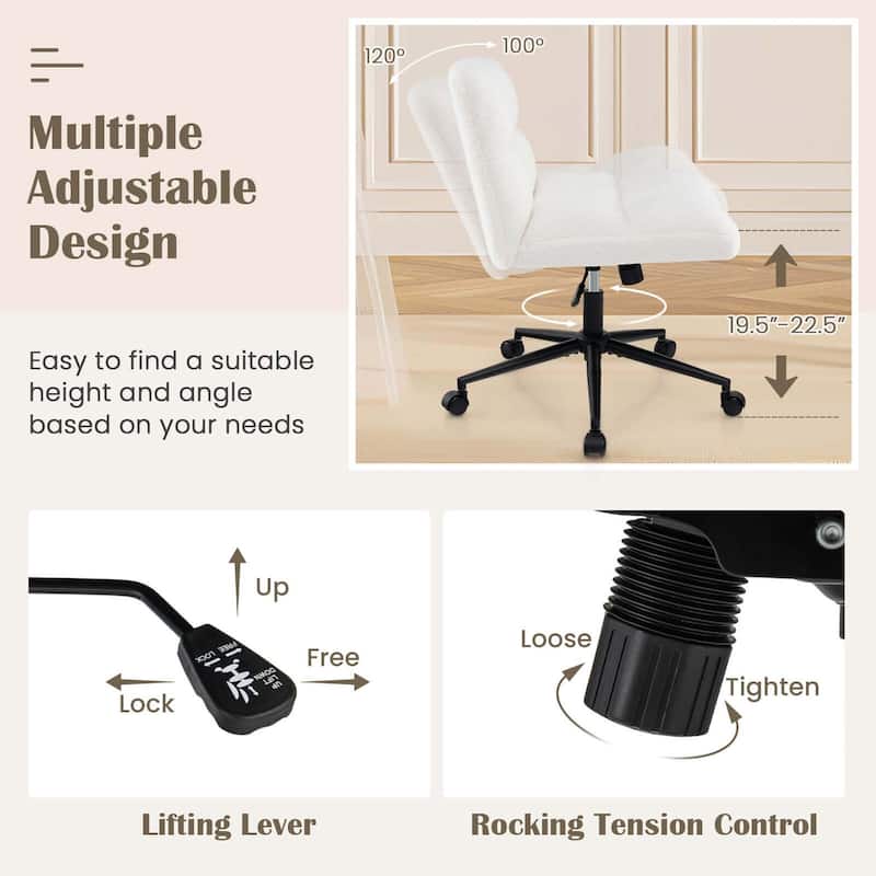 Costway Cross Legged Chair with Wheels Padded Seat Adjustable Height - See Details