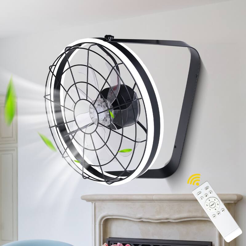 Cusp Barn 23 Inch Modern Wall Mount Fans, Oscillating Plug in Ceiling Fan with Lights, Folding Rotating Smart Fan with APP