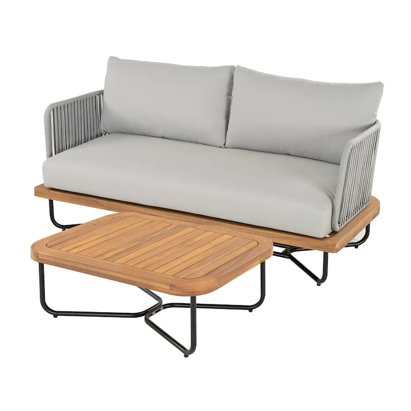 Christopher Knight Home - Jason Outdoor Acacia Wood Loveseat With Table