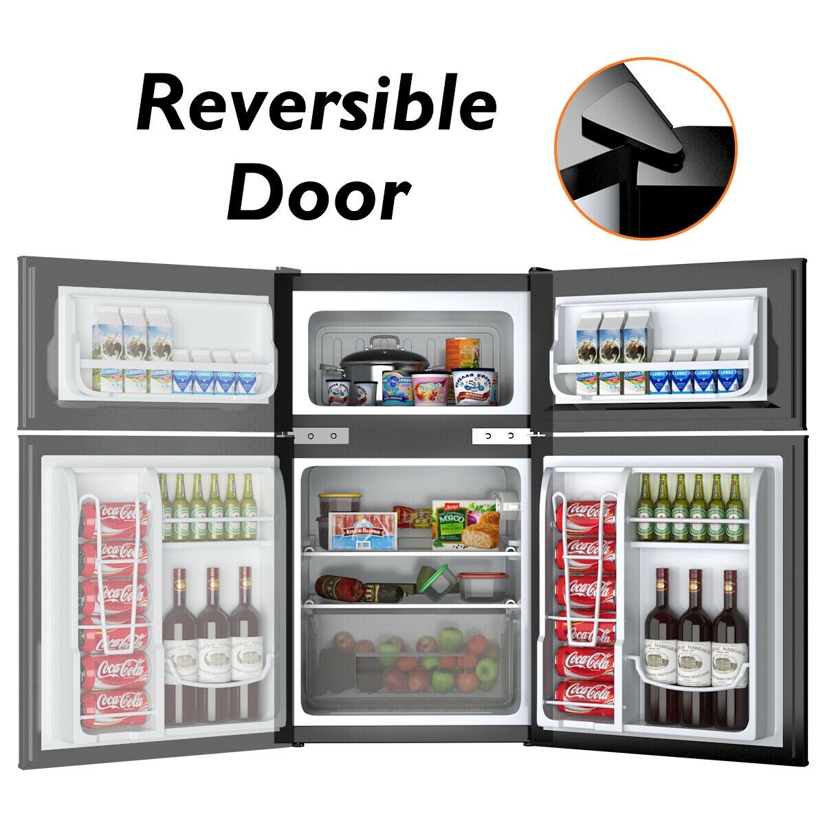 Costway Refrigerator Small Freezer Cooler Fridge Compact 3.2 cu ft. -  Overstock - 15969359
