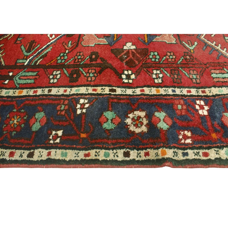 Fine Vintage Distressed Ramazan Red/Navy Runner - 3'3" x 9'6"