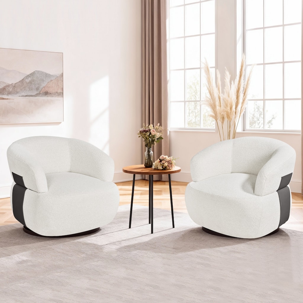 Kieon 33"W 360 Swivel Barrel Chair Modern Accent Chair Set of 2