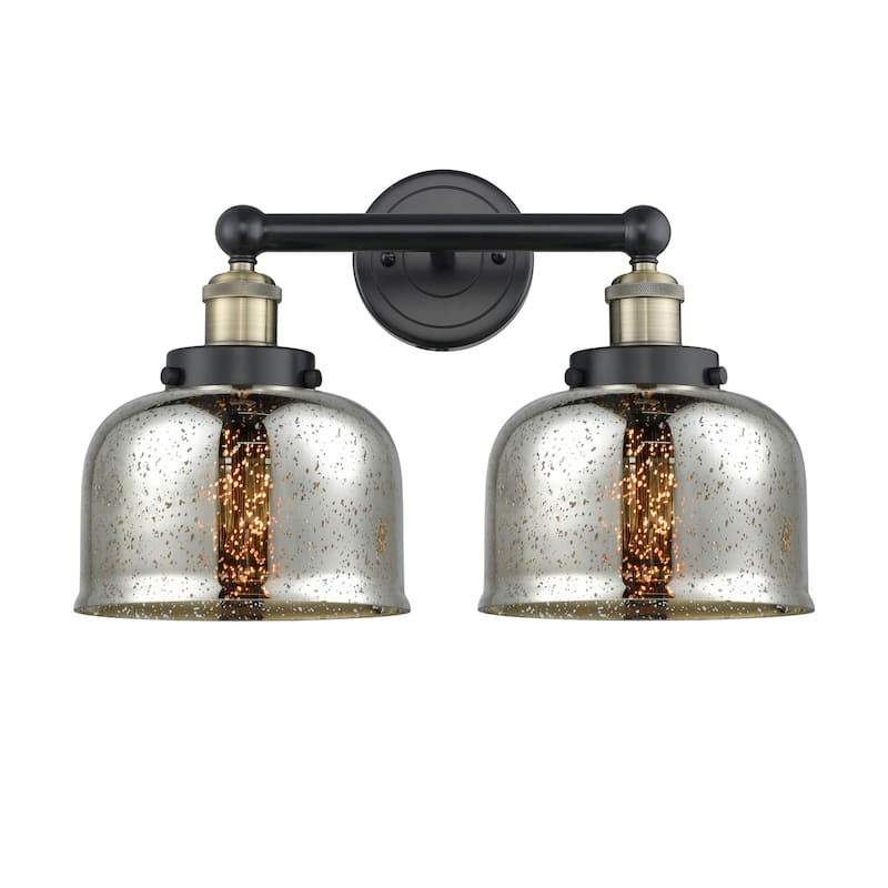 Innovations Lighting 616-2W-10-16-L Bell Vanity Bell 2 Light 16" Wide - Black Antique Brass / Silver Plated Mercury