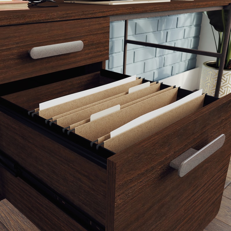 Wood Desk with interlock drawers, Brown