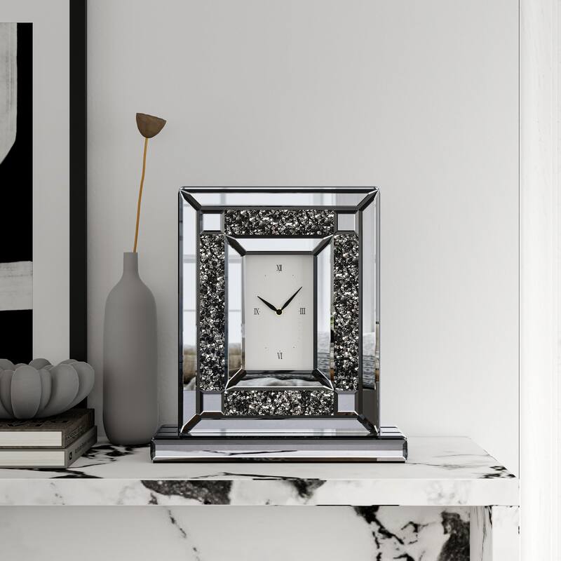 Mirrored Crushed Diamond Table Clock