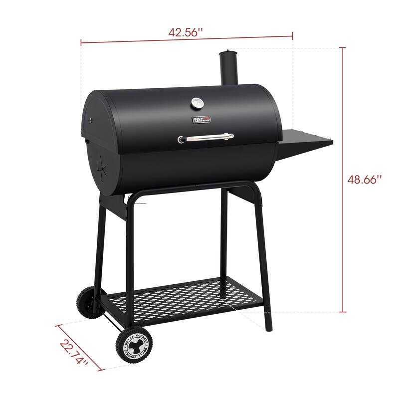 Royal Gourmet CC1830 30-Inch Barrel Charcoal Grill with Side Table, 627 Square Inches, for Outdoor Backyard