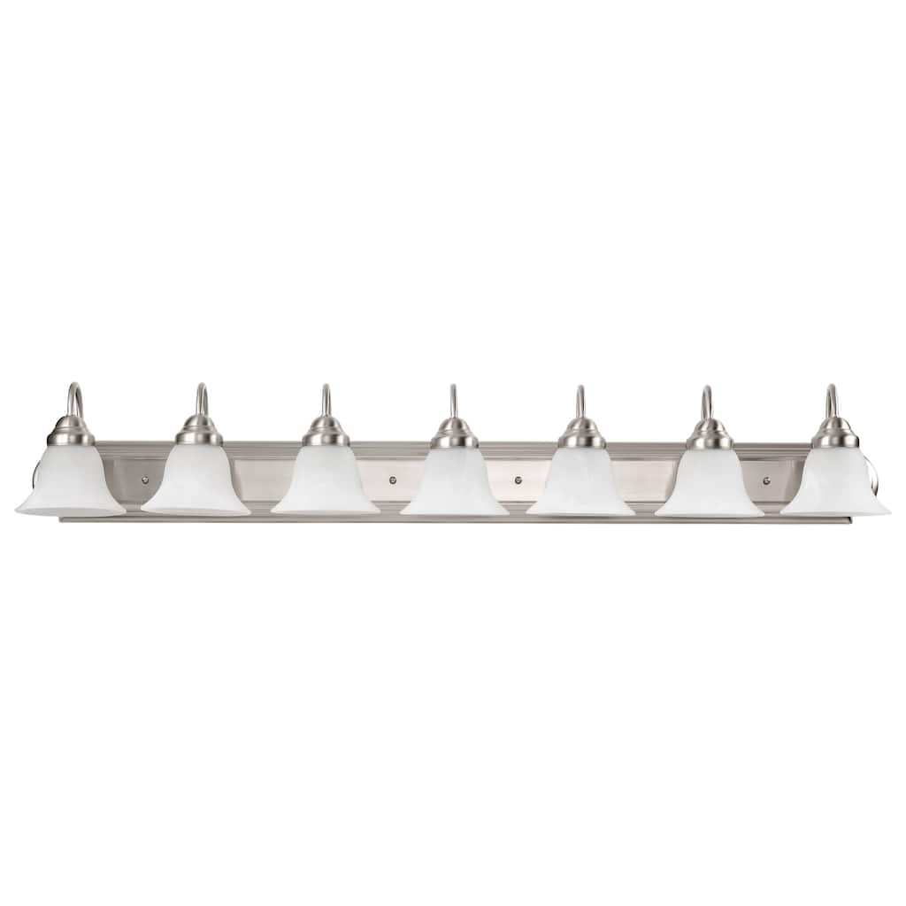 Ballerina 7 Light 48 In. Vanity with Alabaster Glass Bell Shades