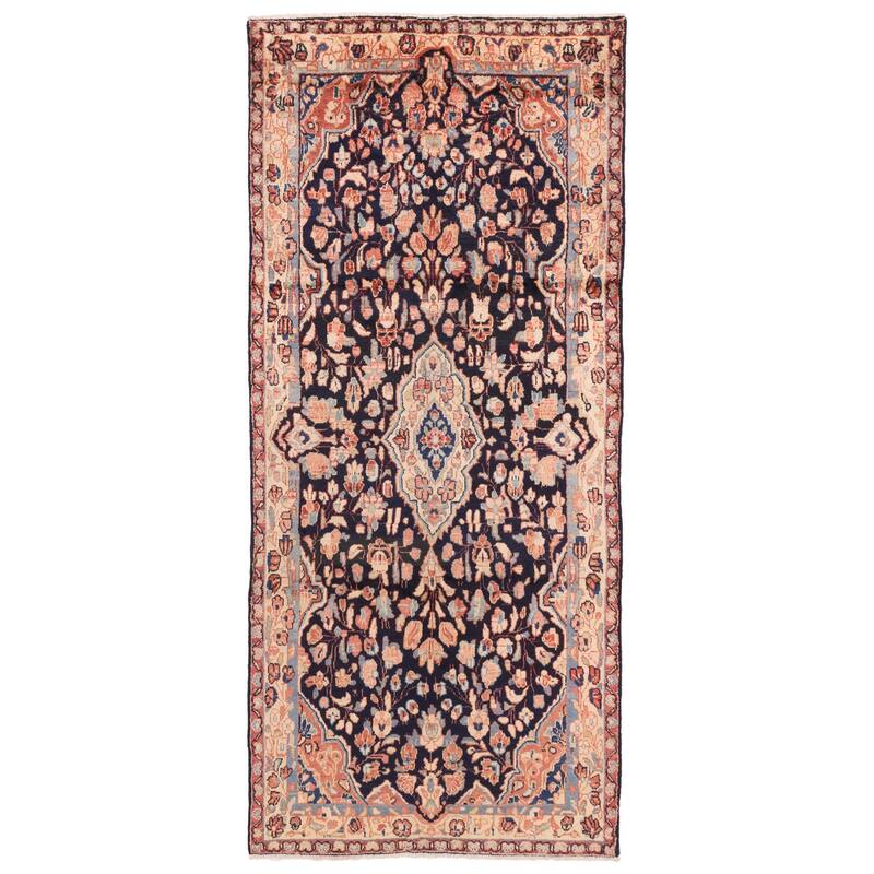 ECARPETGALLERY Hand-knotted Anadol Dark Navy Wool Rug - 4'1 x 9'2