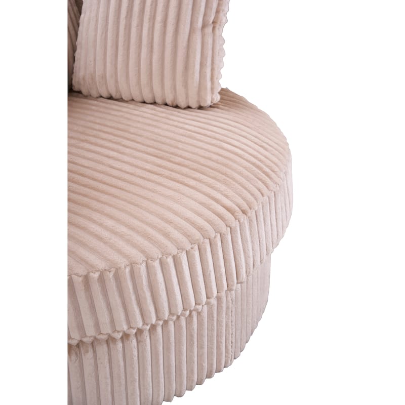 Oversized 360 Degreed Swivel Accent Chair Modern Soft Plush Corduroy Round Barrel Chair for Living Room Bedroom with Pillows
