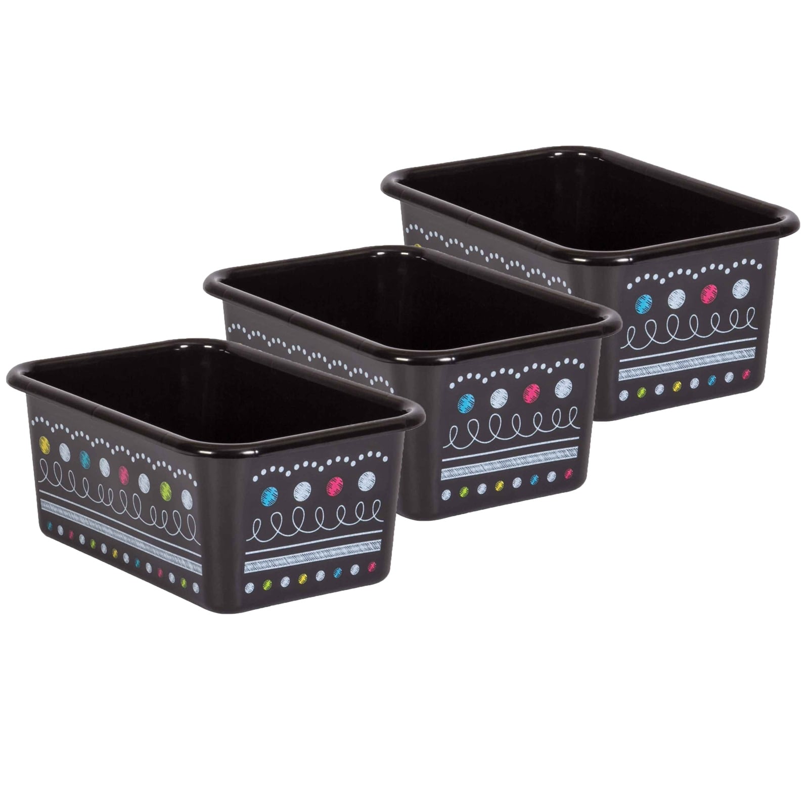 Teacher Created Resources Chalkboard Brights Small Plastic Storage Bin, Pack of 3