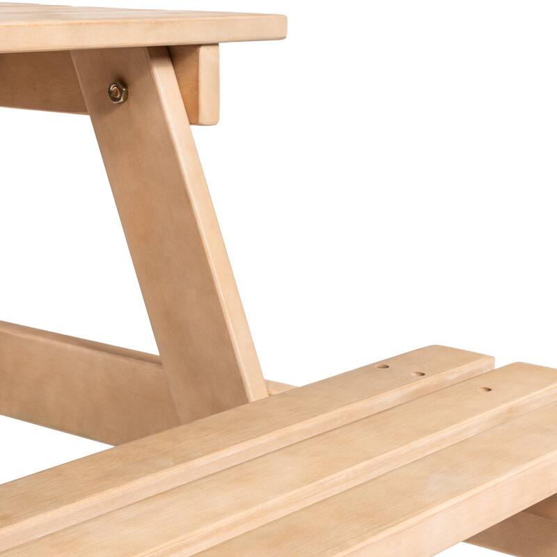 Porto 59" Modern Classic Outdoor Wood Picnic Table Benches with Umbrella Hole, by JONATHAN Y