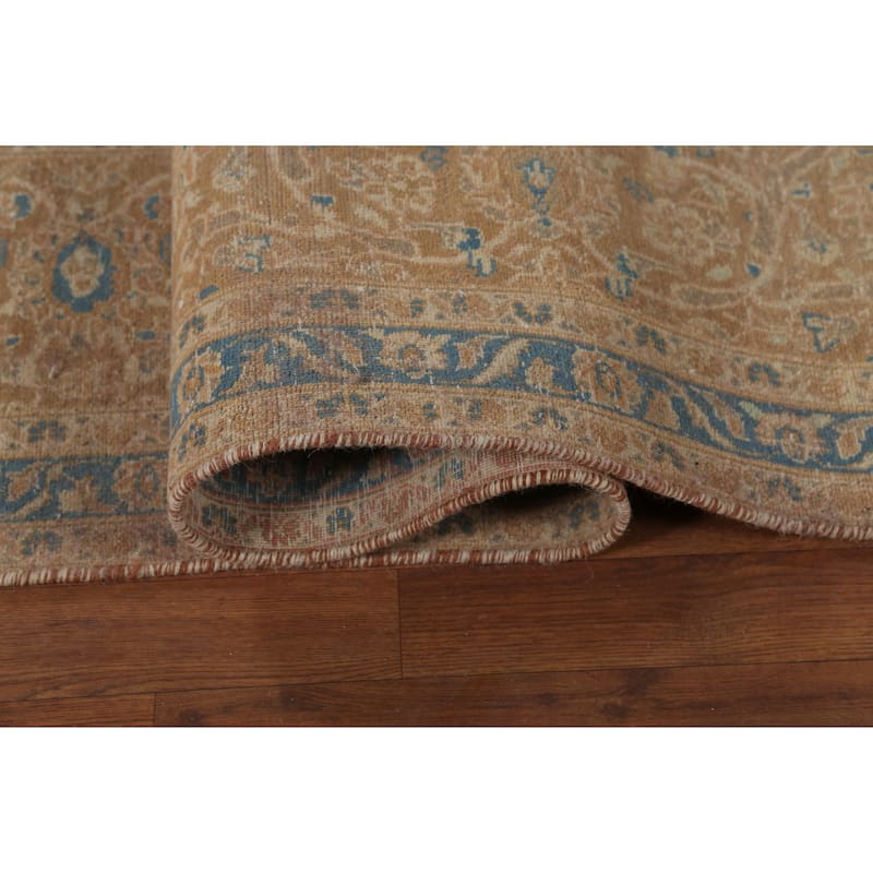 Traditional Mashad Persian Vintage Area Rug Handmade Wool Carpet - 9'7"x 13'3"