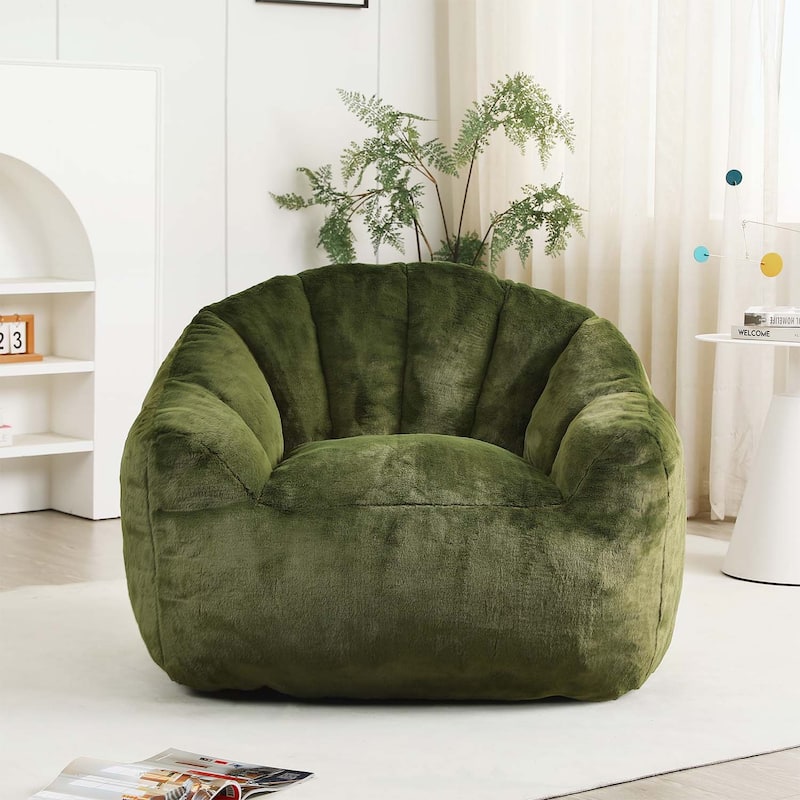 Comfy Bean Bag Sofa Chair with Armrests for Ultimate Relaxation in Living Room and Bedroom - Green