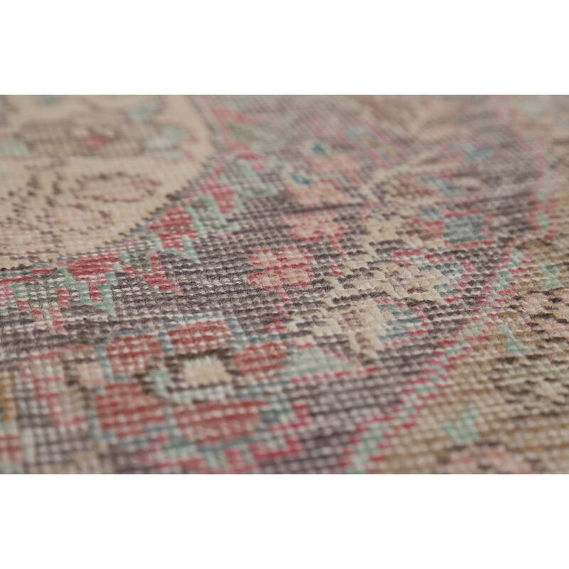 Tabriz Persian Vintage Area Rug Hand-Knotted Medallion Wool Carpet - 6'9" x 9'3"