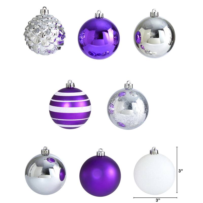 Holiday Shatterproof, 64 Count Christmas Tree Ornament Set, 80mm