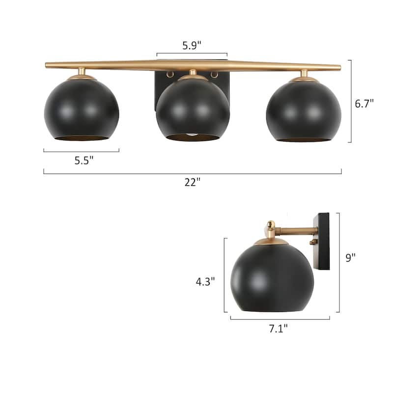 Modern Farmhouse 3-light Bathroom Vanity Lights Dimmble Globe Shades Wall Sconce - N/A