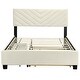 preview thumbnail 5 of 8, Flannel Platform Queen Bed Frame with Twill Headboard Trundle Drawers
