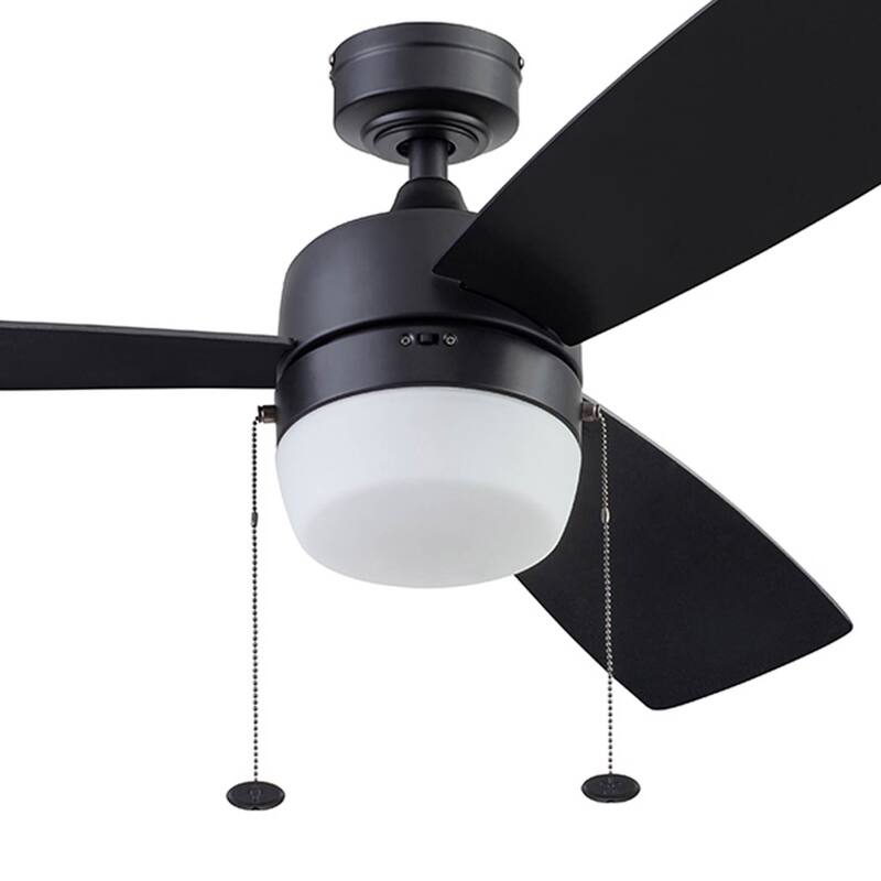 44" Honeywell Barcadero Matte Black Contemporary Indoor LED Ceiling Fan with Light, Pull Chain