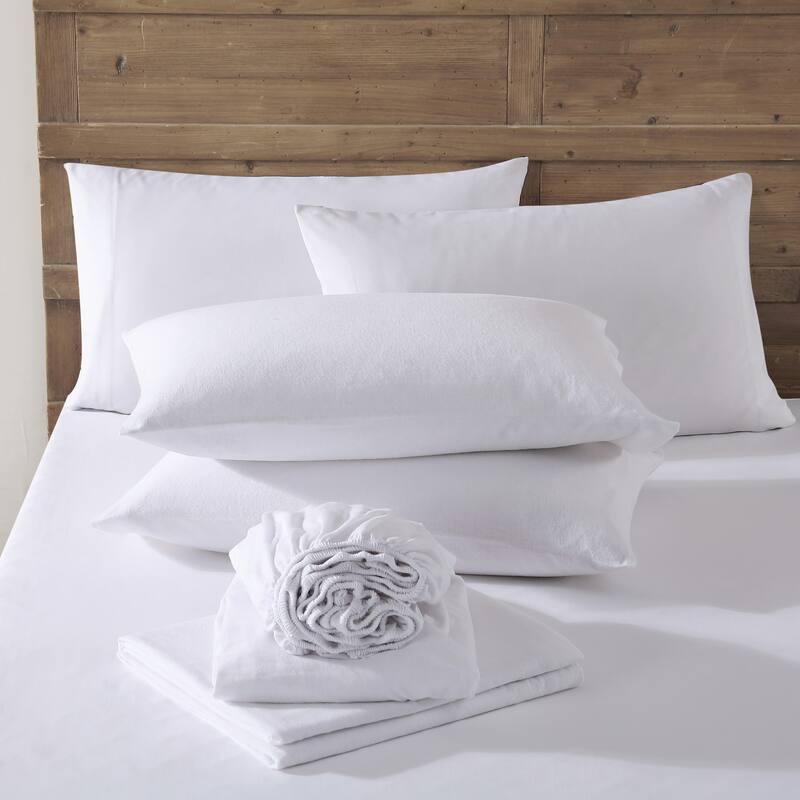 Eddie Bauer Cotton Flannel-Solids-Deep Pocket- Sheet & Pillowcase Set