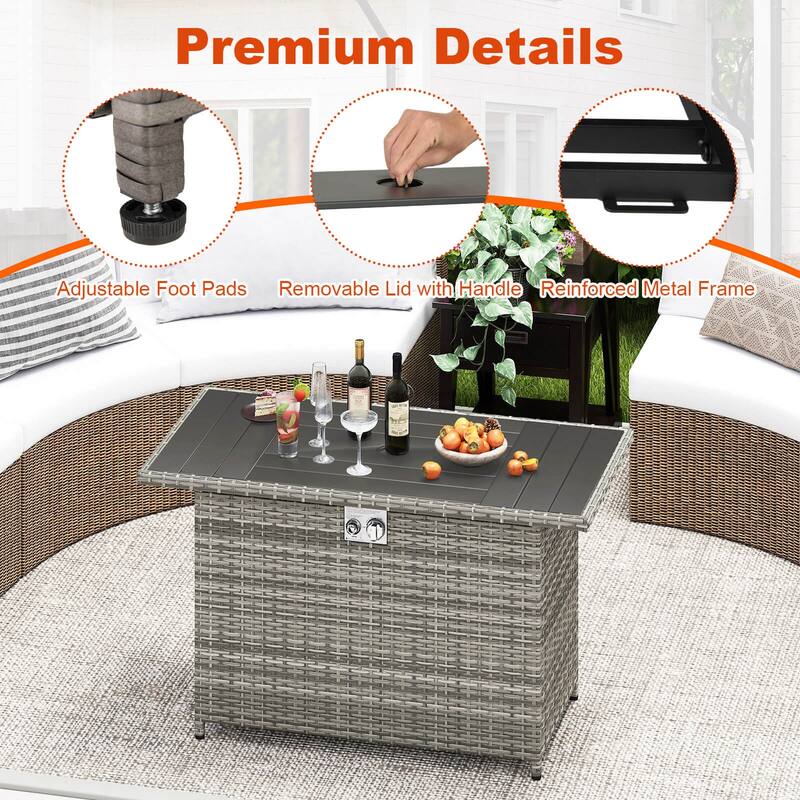 Costway 44.5" Propane Fire Pit Table with Metal Slatted Tabletop & - See Details
